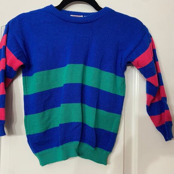 Vintage Y2K popsicle sweater Color Block Retro Size 7 - Picture 1 of 8